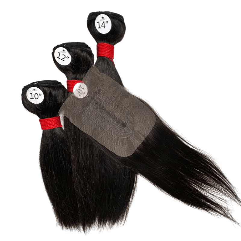 12" - 14" - 16" 3 Wet & Wavy Deep Wave Bundles 9A + 4" x 4" U - Shaped Lace Front Closure - NATURAL BLACK - OR3WU - 12 - 14 - 16 - NATURALBLACK