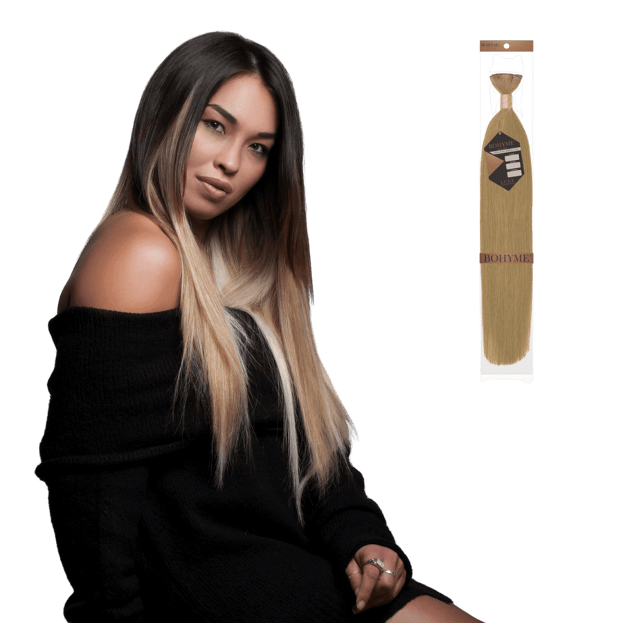 Bohyme Luxe Silky Straight Genius Weft showing the thin cuttable seam and continuous bundle