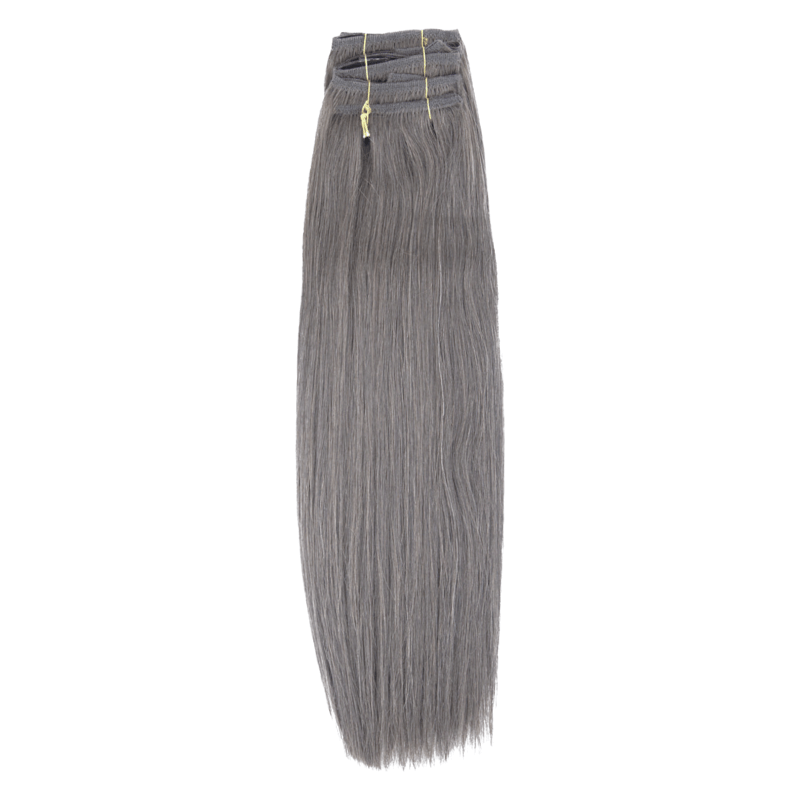 18" Bohyme Essential - 7 Piece Clip Ins - Silky Straight - METAL GREY - BO7SS - 18 - METALGREY