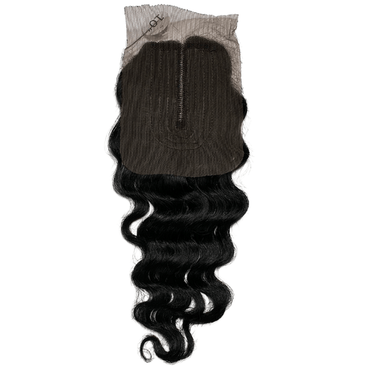 22" - 24" - 26" 3 Deep Wave Bundles 9A + 4" x 4" U - Shaped Lace Front Closure - NATURAL BLACK - OR3DU - 22 - 24 - 26 - NATURALBLACK