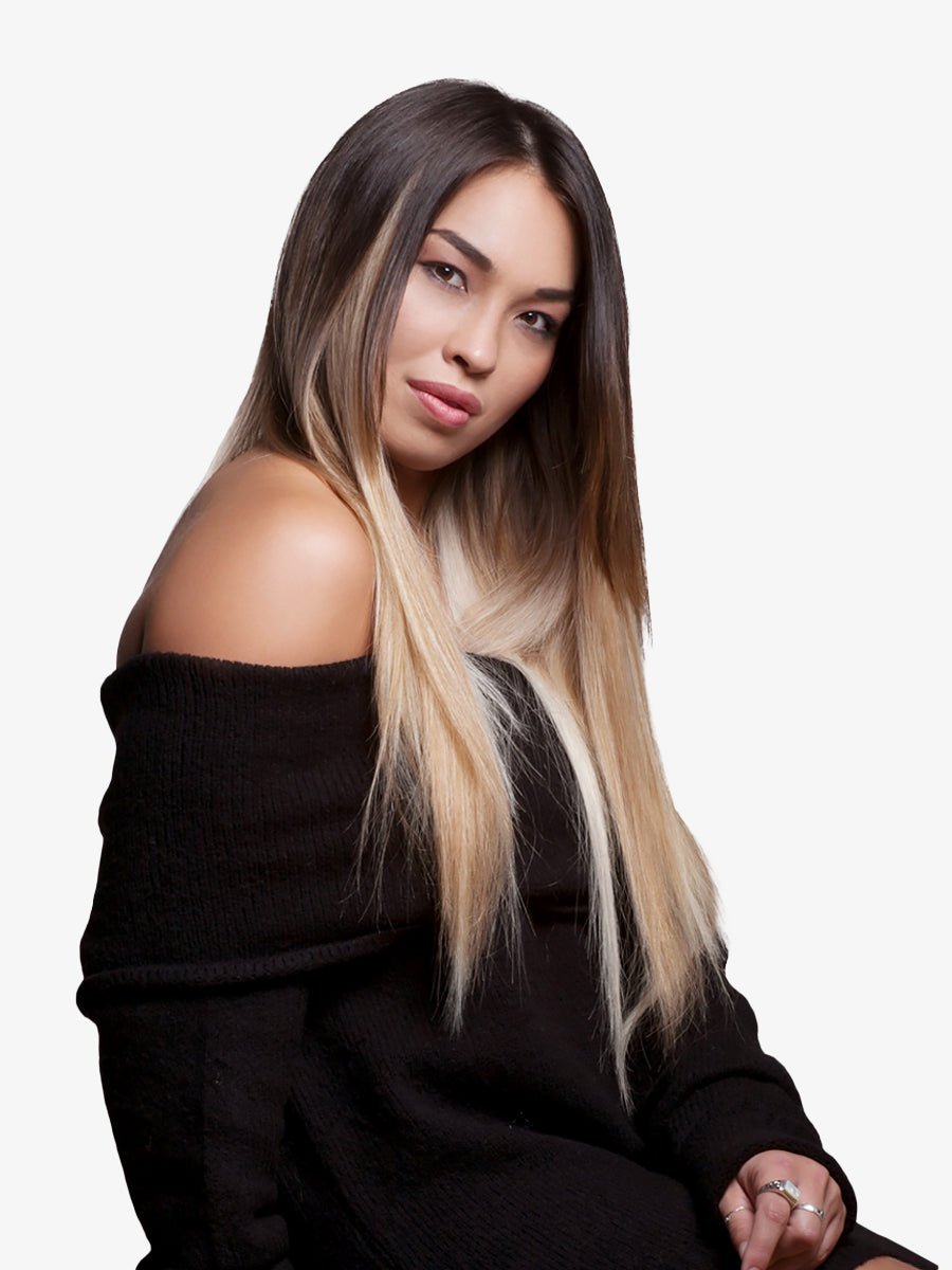 Bohyme Luxe Silky Straight Seamless Weft showing the flat cuttable seam with zero return hair